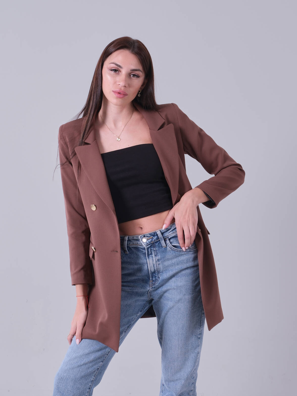 Açık Kahverengi Astarlı Düğme Kapamalı Blazer Ceket 0105123.197 - Ardanewline (1)
