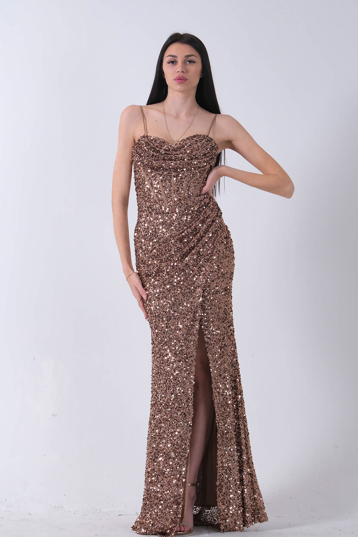 Bakır Drapeli Parlak Pul Payetli Askılı Abiye 9705539.231 - Ardanewline (1)