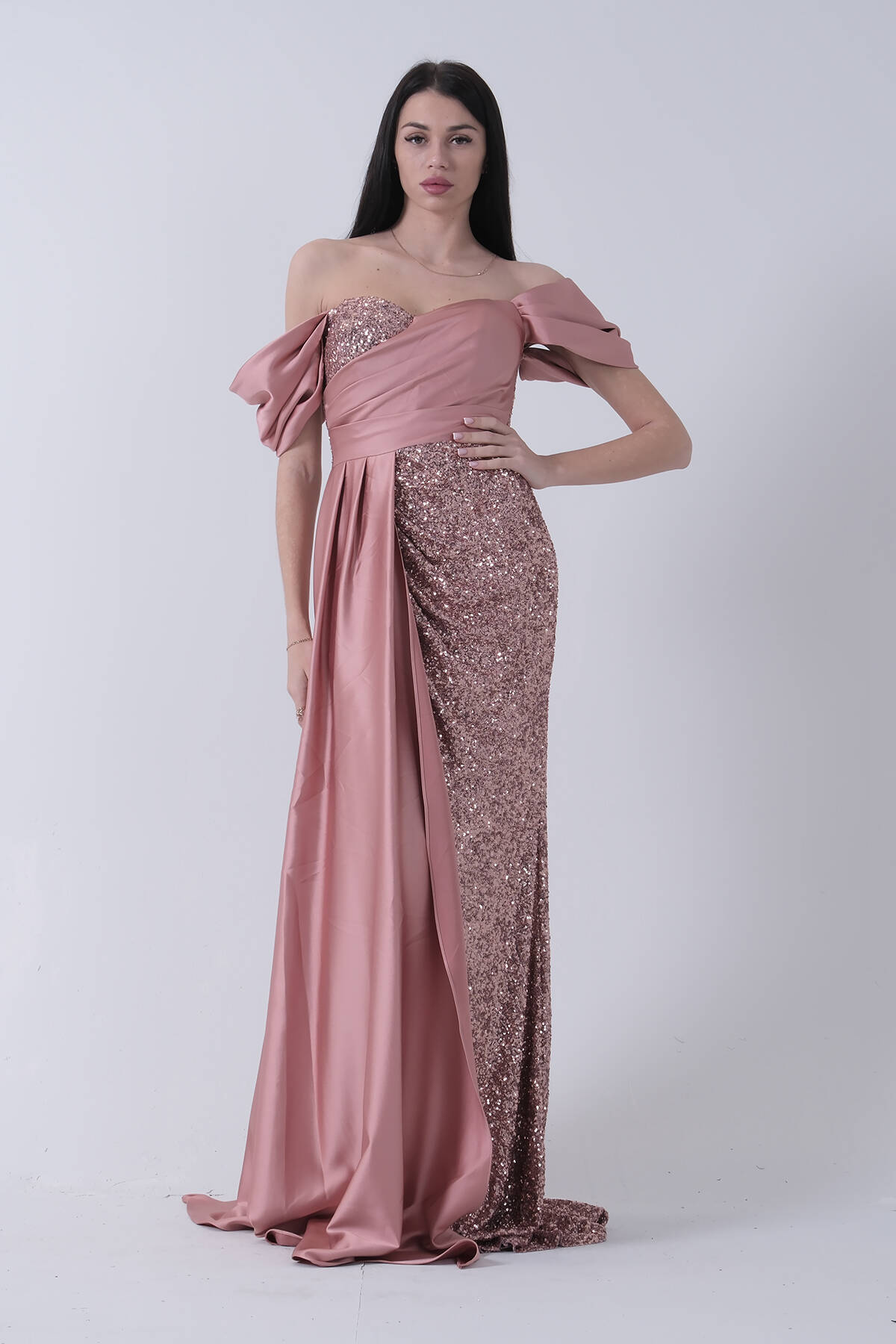 Bakır Pul Payet Detaylı Yırtmaçlı Abiye 9705321.231 - Ardanewline (1)