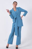 Bebe Mavi Crop Pantolon Ceket Üçlü Takım 0106308.449 - 1