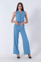 Bebe Mavi Dokuma Astarlı Crop Yelekli Takım 0106317.449 - 1