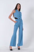 Bebe Mavi Dokuma Astarlı Crop Yelekli Takım 0106317.449 - 2