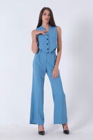 Bebe Mavi Dokuma Astarlı Crop Yelekli Takım 0106317.449 - 3