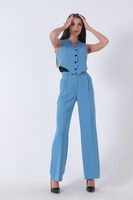 Bebe Mavi Dokuma Astarlı Crop Yelekli Takım 0106317.449 - 4