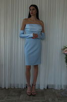 Bebe Mavi Drapeli Düğme Detaylı Mini Boy Abiye 9705537.449 - 2