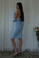 Bebe Mavi Drapeli Düğme Detaylı Mini Boy Abiye 9705537.449 - 5