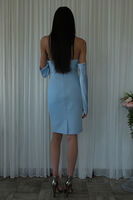 Bebe Mavi Drapeli Düğme Detaylı Mini Boy Abiye 9705537.449 - 7