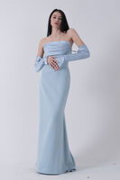 Bebe Mavi Drapeli Düğme Detaylı Uzun Abiye 9705361.449 - 3