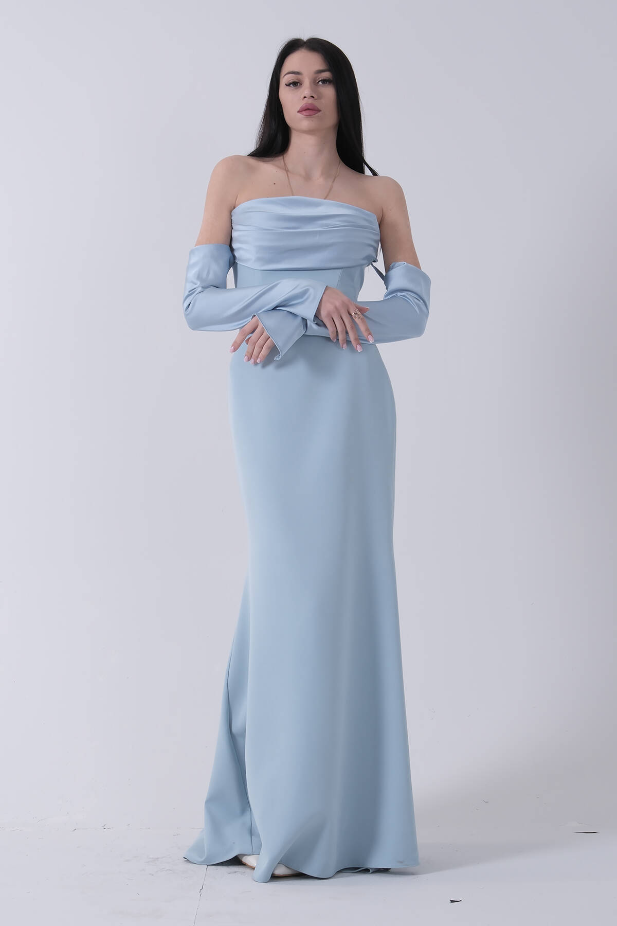 Bebe Mavi Drapeli Düğme Detaylı Uzun Abiye 9705361.449 - Ardanewline