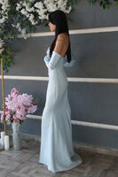 Bebe Mavi Göğüs Taş İşleme Detaylı Drapeli Abiye 9705446.449 - 4