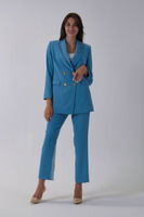 Bebe Mavi Kadın Dört Düğmeli Kruvaze Blazer Ceket & Pantolon Takım 0106305.449 - 2