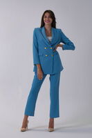 Bebe Mavi Kadın Dört Düğmeli Kruvaze Blazer Ceket & Pantolon Takım 0106305.449 - 3