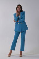 Bebe Mavi Kadın Dört Düğmeli Kruvaze Blazer Ceket & Pantolon Takım 0106305.449 - 4