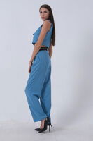 Bebe Mavi Likralı Krep Kumaş Yelekli Pantolon Takım 0106323.449 - 5