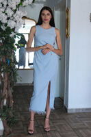 Bebe Mavi Önü Taş Detaylı Yırtmaçlı Tüy Detaylı Abiye 9705402.449 - 3
