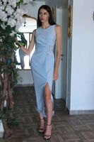 Bebe Mavi Önü Taş Detaylı Yırtmaçlı Tüy Detaylı Abiye 9705402.449 - 4