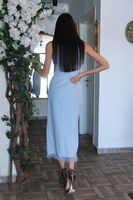 Bebe Mavi Önü Taş Detaylı Yırtmaçlı Tüy Detaylı Abiye 9705402.449 - 5
