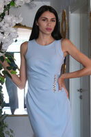 Bebe Mavi Önü Taş Detaylı Yırtmaçlı Tüy Detaylı Abiye 9705402.449 - 6