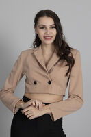 Bej Astarlı Crop Blazer Ceket 0105118.55 - 1