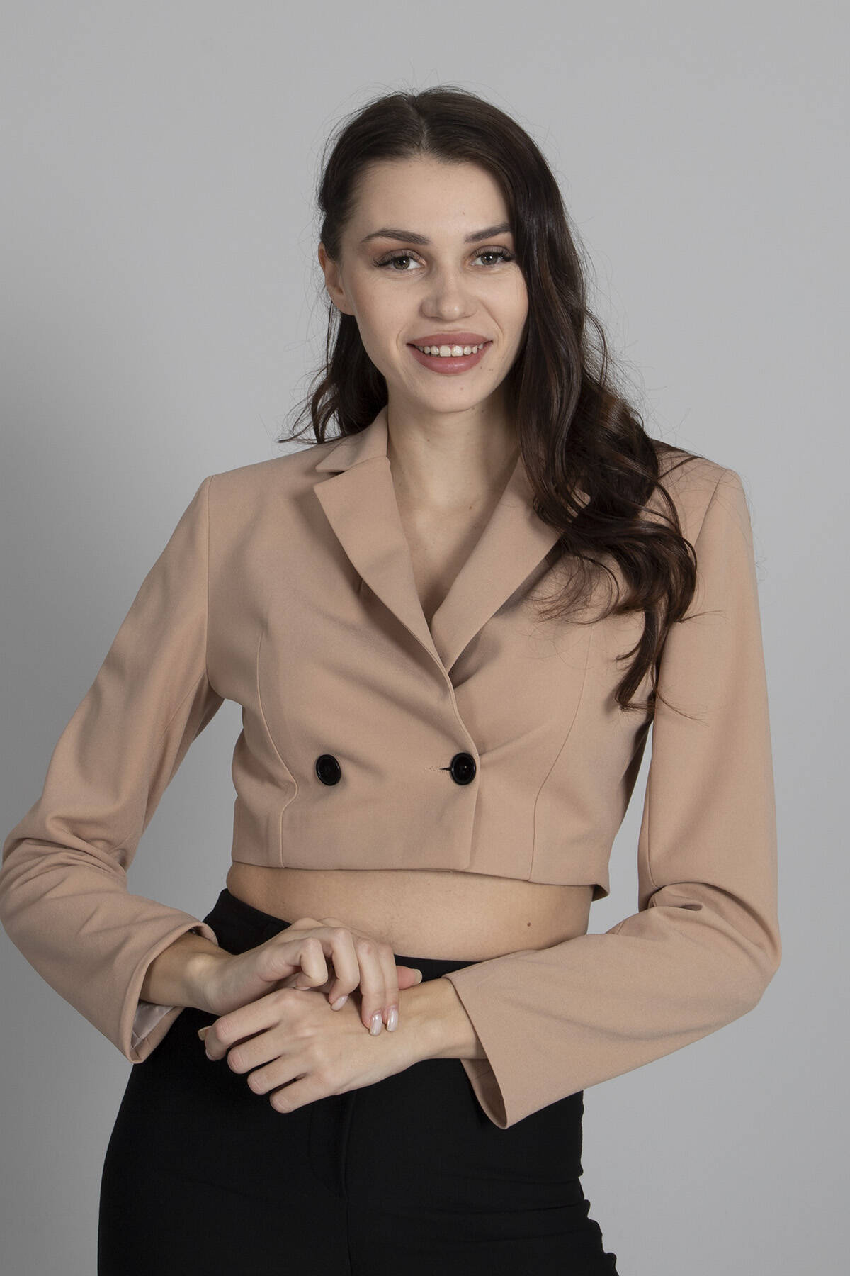 Bej Astarlı Crop Blazer Ceket 0105118.55 - Ardanewline