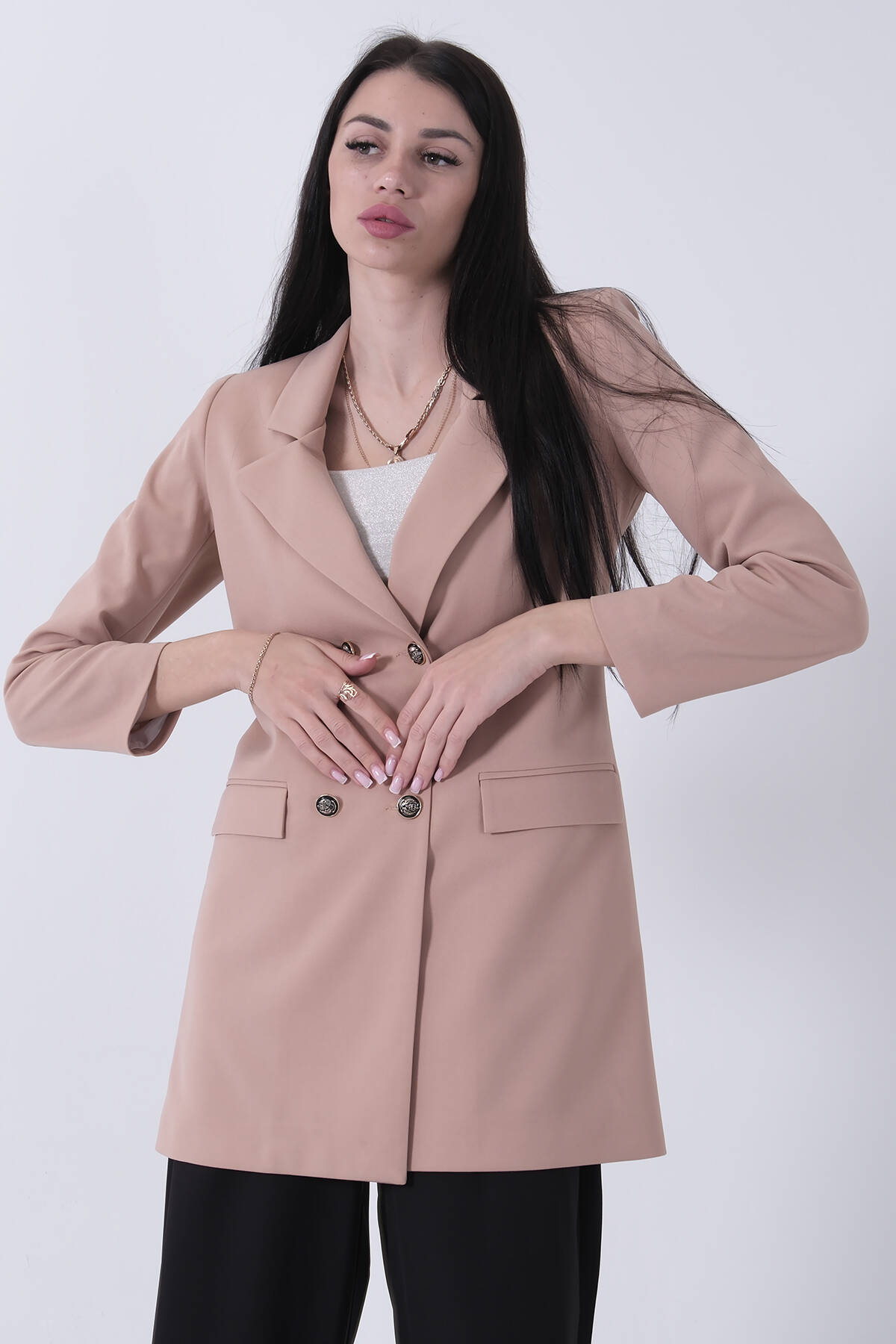 Bej Astarlı Düğme Kapamalı Blazer Ceket 0105123.55 - Ardanewline