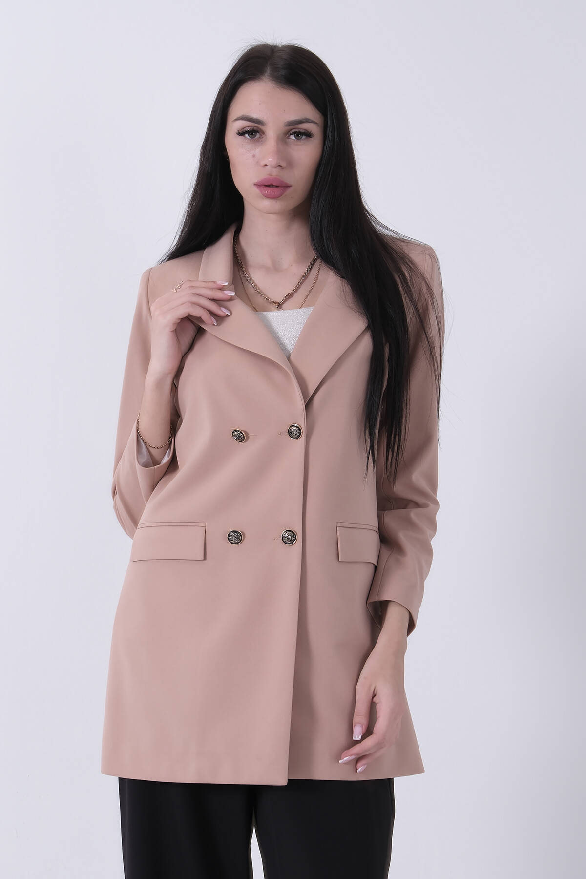 Bej Astarlı Düğme Kapamalı Blazer Ceket 0105123.55 - Ardanewline (1)