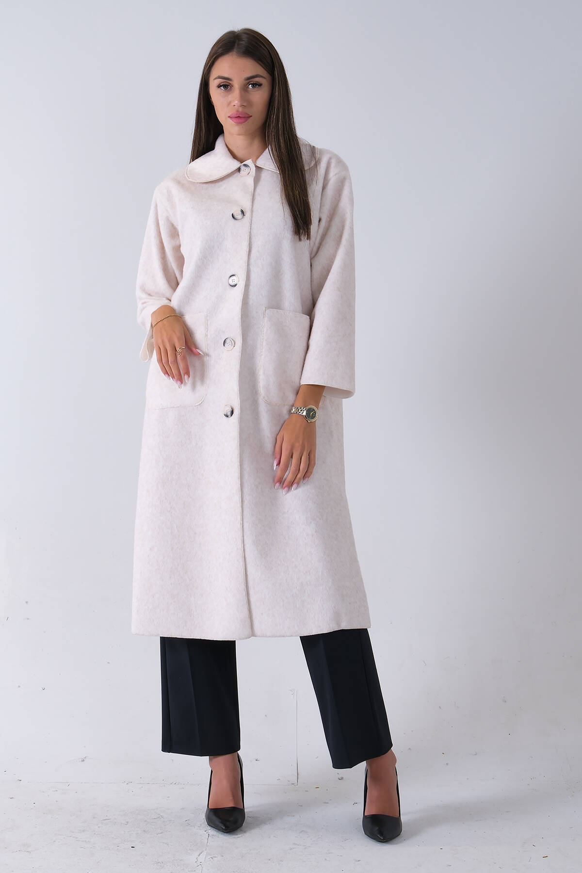 Bej Bebe Yaka Çift Cepli Kaban 31050686.55 - Ardanewline