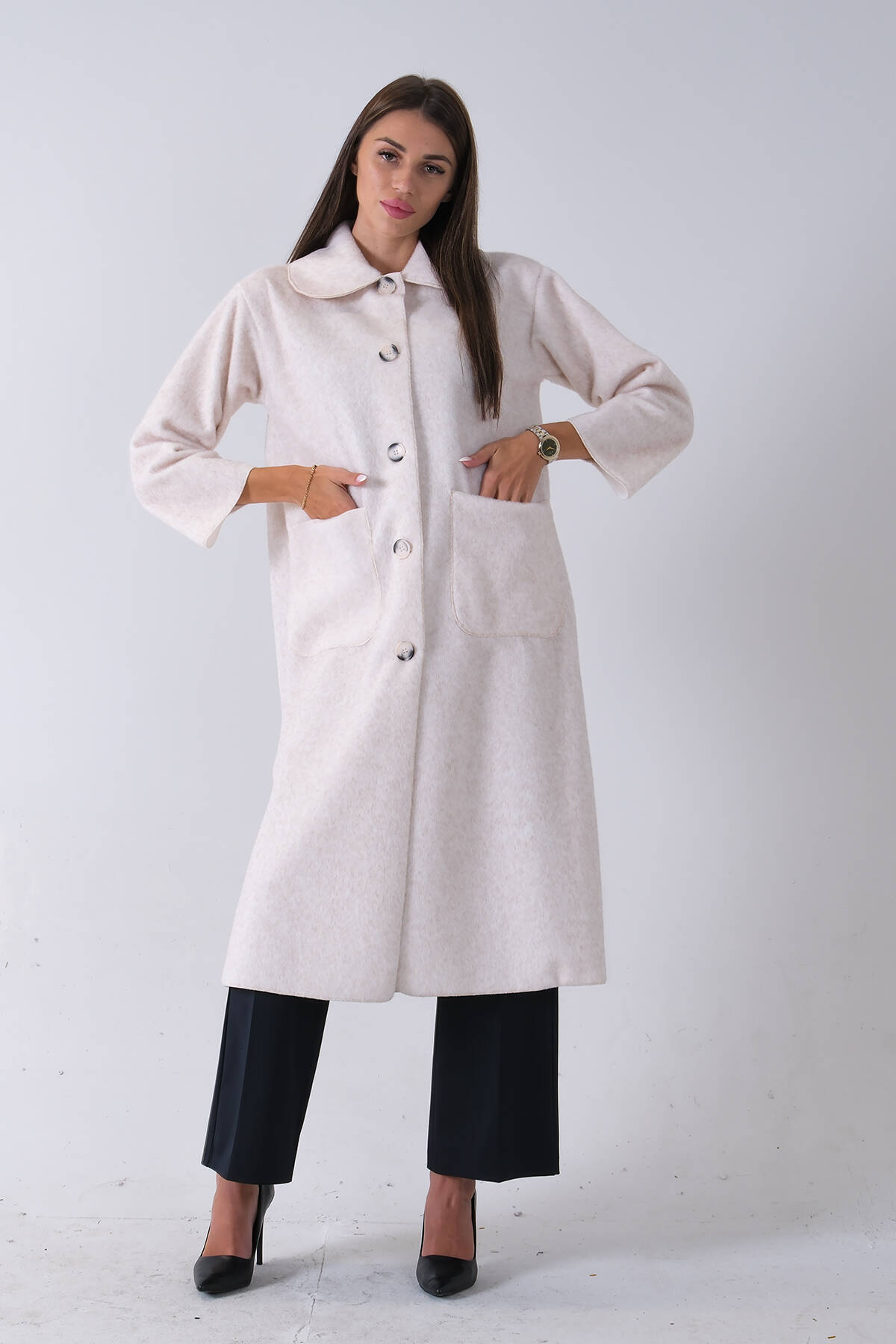 Bej Bebe Yaka Çift Cepli Kaban 31050686.55 - Ardanewline (1)