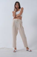 Bej Beli Lastikli Keten Pantolon 3970412.55 - 1