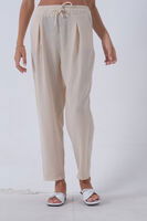 Bej Beli Lastikli Keten Pantolon 3970412.55 - 4