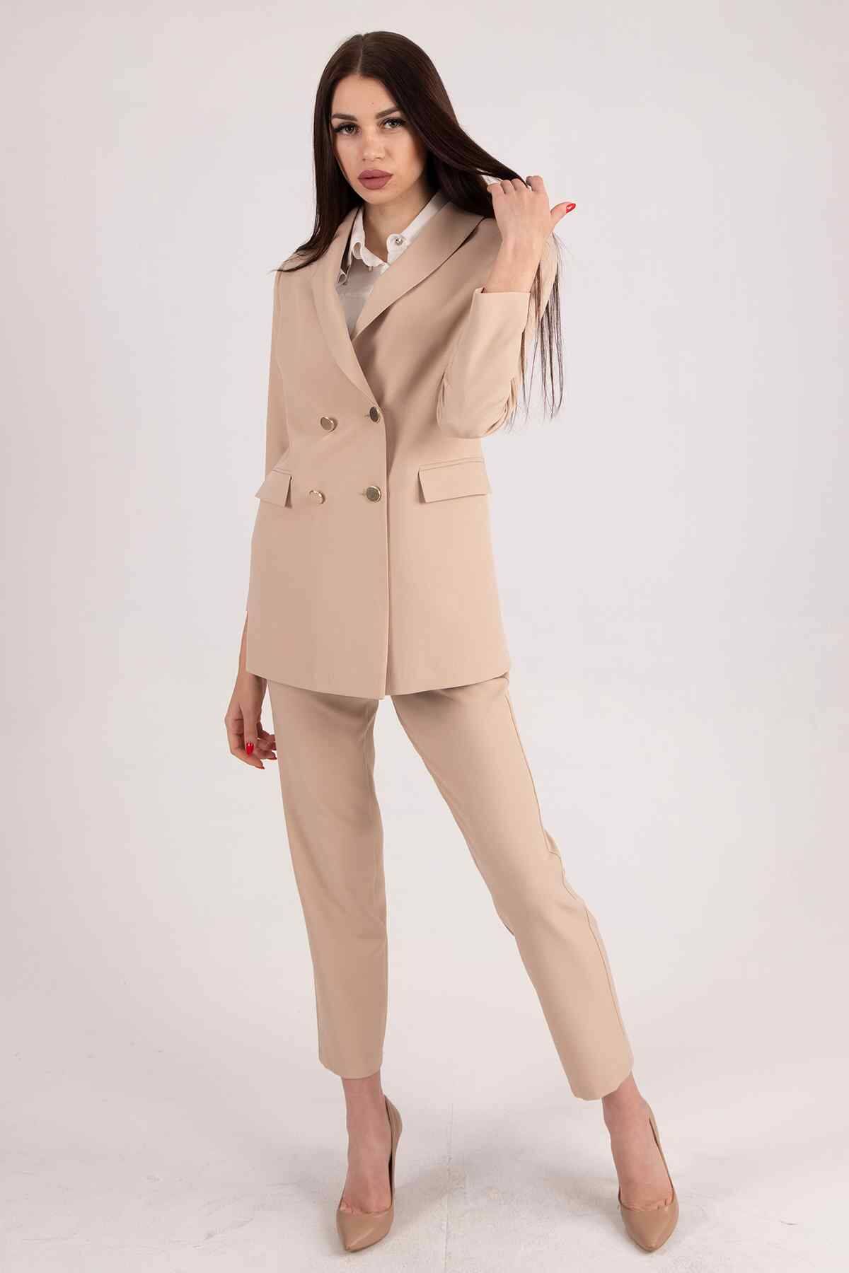Bej Blazer Ceket Pantolon İkili Takım 0106305.55 - Ardanewline