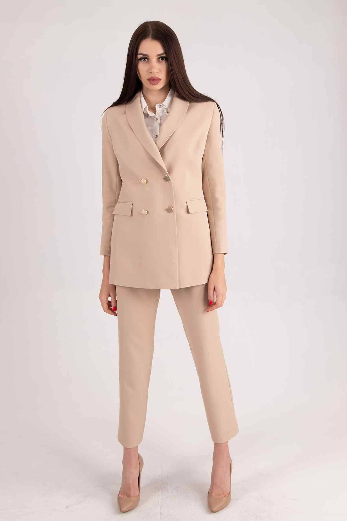 Bej Blazer Ceket Pantolon İkili Takım 0106305.55 - Ardanewline (1)
