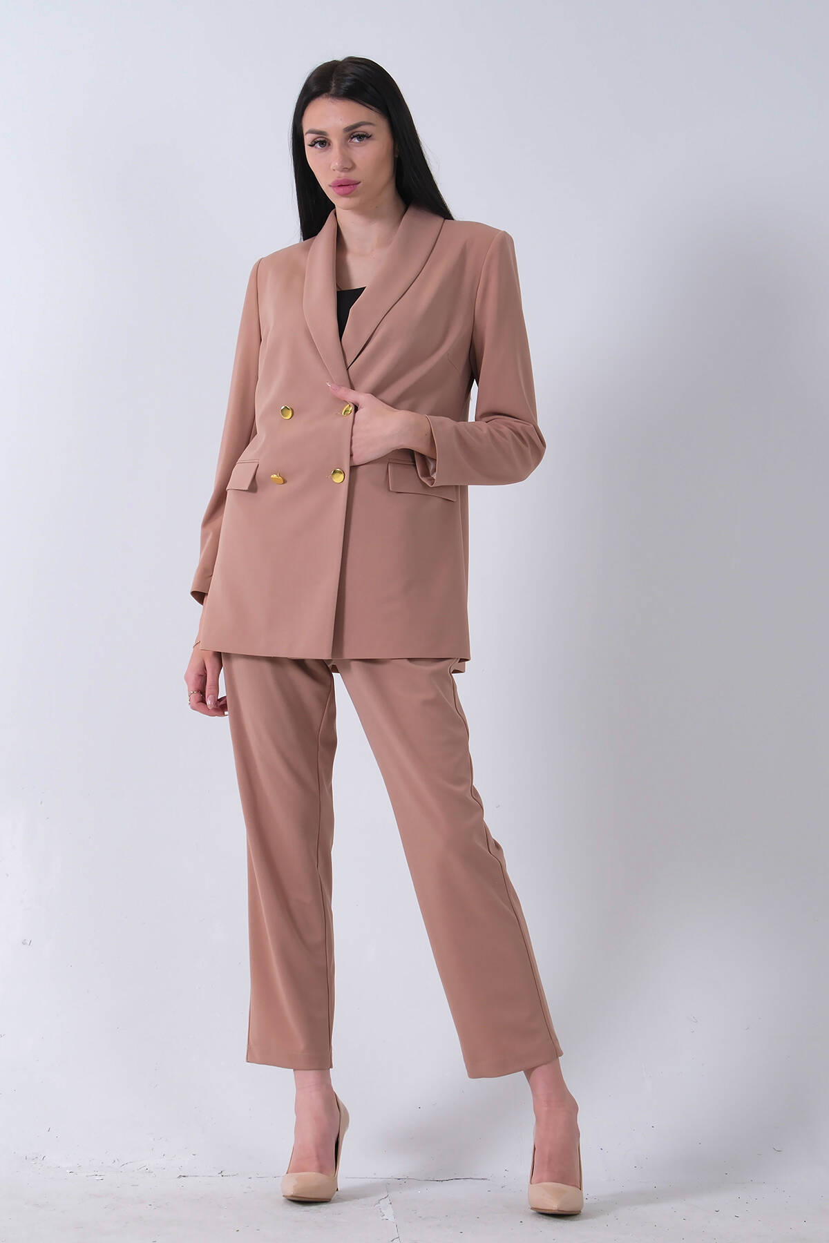 Bej Blazer Ceket Pantolon İkili Takım 0106305.55 - Ardanewline