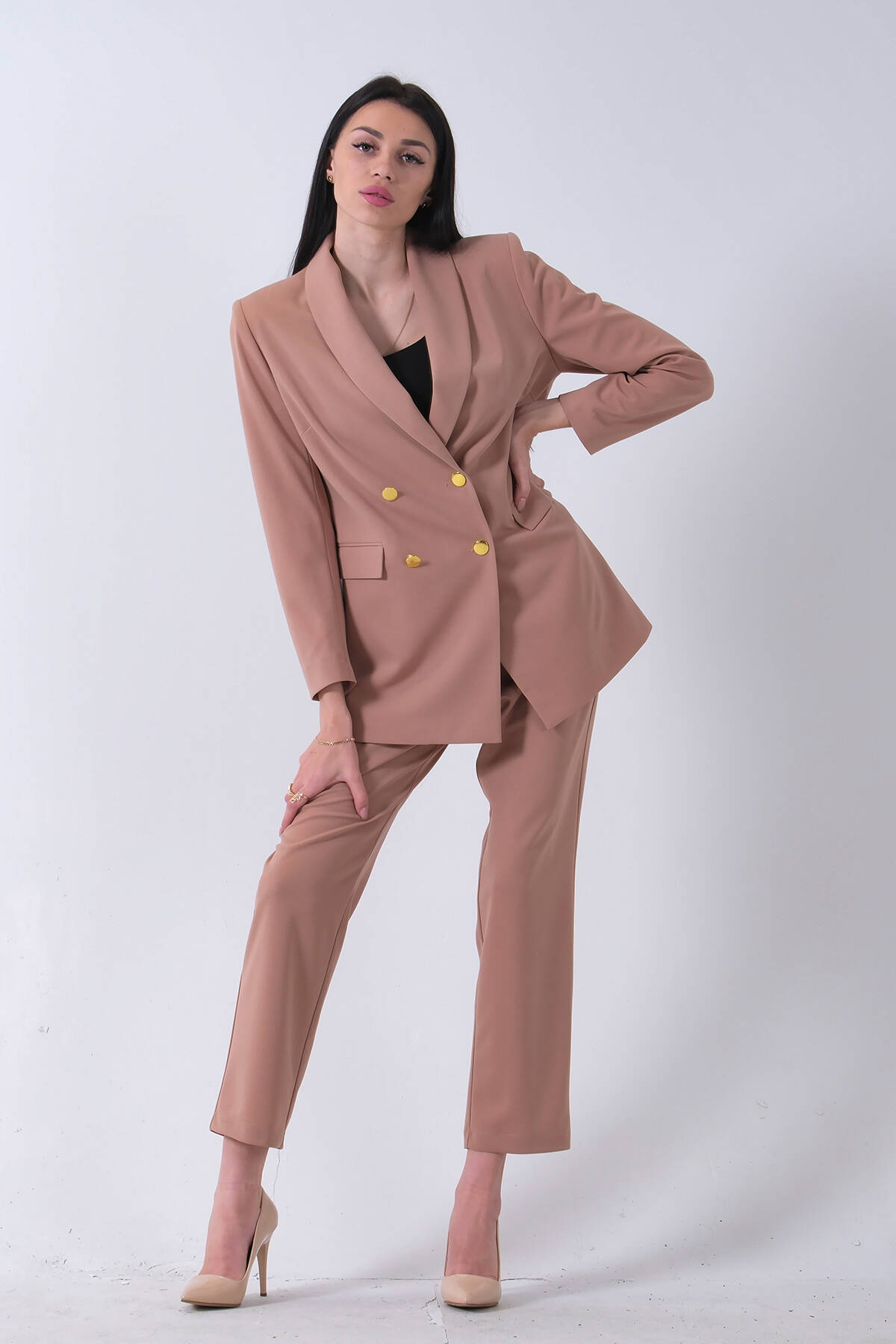 Bej Blazer Ceket Pantolon İkili Takım 0106305.55 - Ardanewline (1)