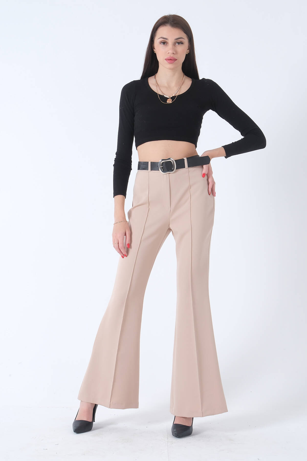 Bej Çima Dikişli İspanyol Pantolon 0303950.55 - Ardanewline