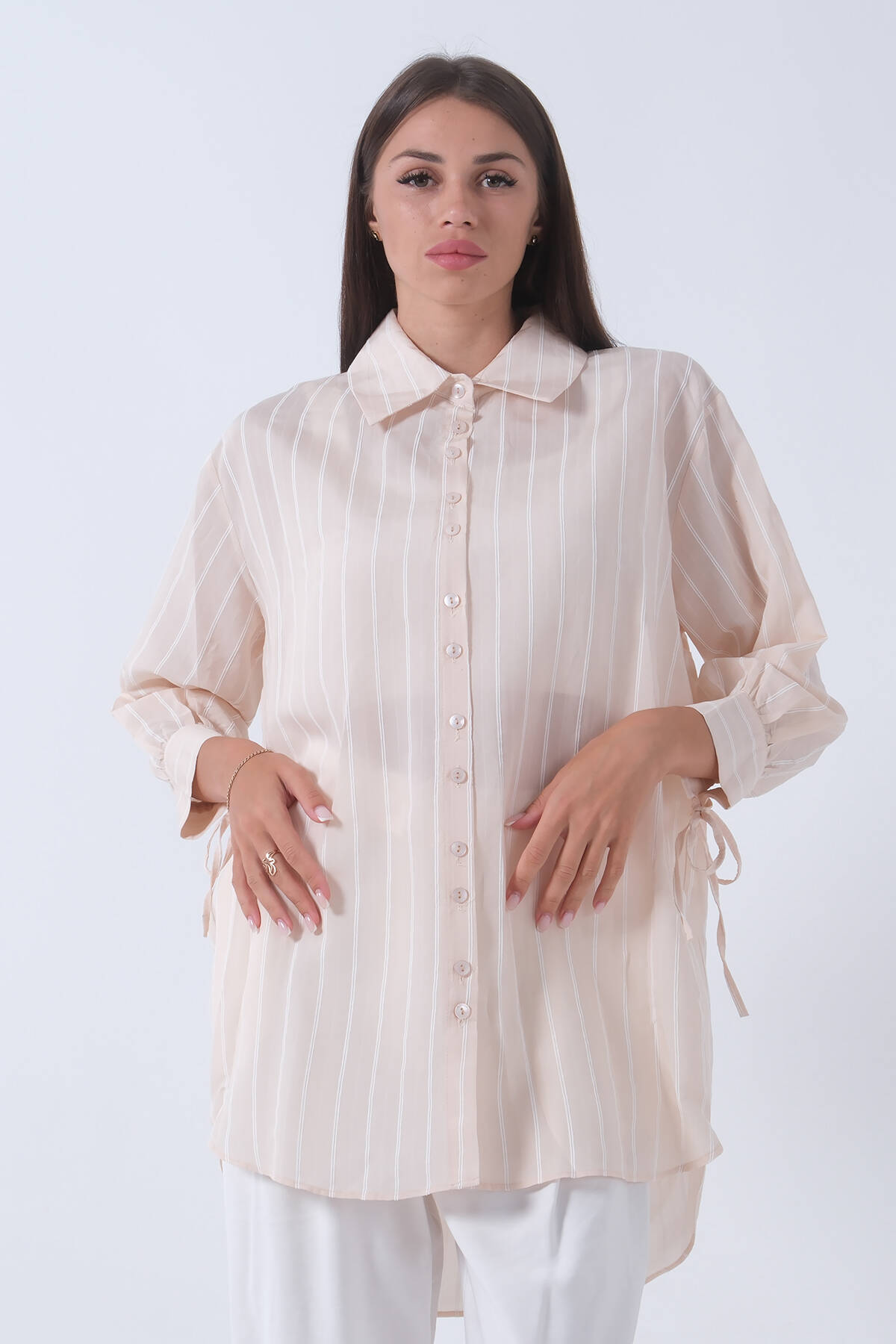 Bej Manşeti Bağcıklı Tunik 3972905.55 - Ardanewline (1)