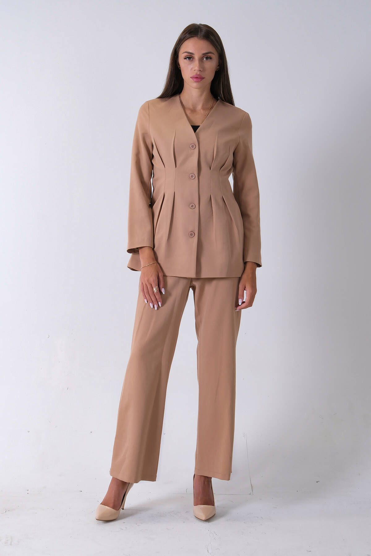 Bej Önü 4 Düğme Kapamalı Pantolonlu Takım 4592261.55 - Ardanewline (1)