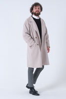 Bej Oversize Erkek Yaka Kaşe Kaban 01015002.55 - 1