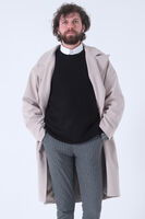 Bej Oversize Erkek Yaka Kaşe Kaban 01015002.55 - 5