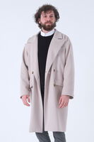 Bej Oversize Erkek Yaka Kaşe Kaban 01015002.55 - 7