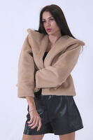 Bej Peluş Şal Yaka Kapamasız Ceket 0105139.55 - 2