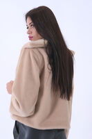 Bej Peluş Şal Yaka Kapamasız Ceket 0105139.55 - 5