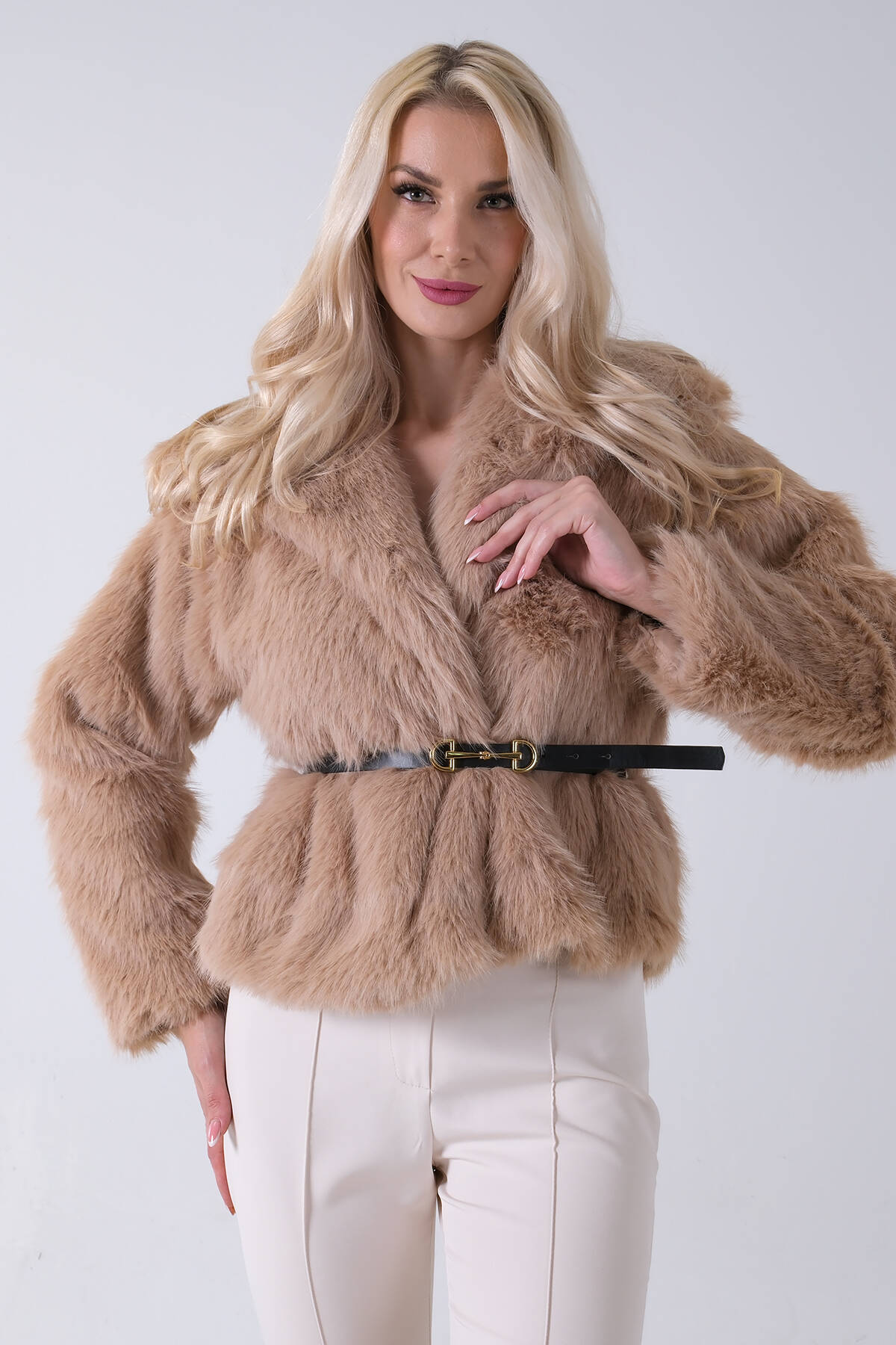 Bej Yakalı Lolita Kürk Astarlı Kaban 31050723.55 - Ardanewline