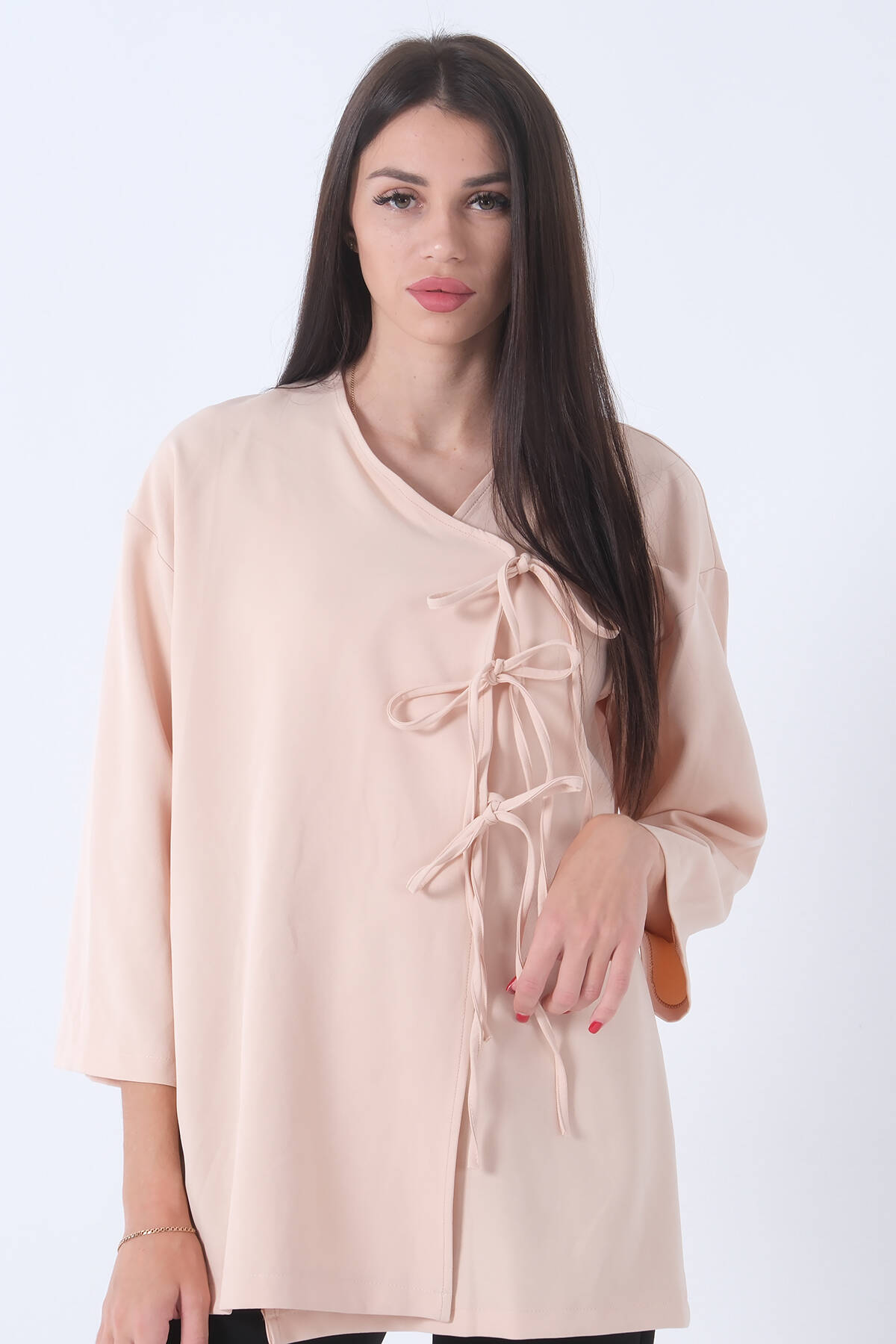 Bej Yandan Bağlamalı Double Kumaş Ceket 31050707.55 - Ardanewline