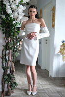 Beyaz Drape Düğme Detaylı Midi Boy Abiye 0801168.15 - 4