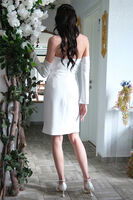 Beyaz Drape Düğme Detaylı Midi Boy Abiye 0801168.15 - 5
