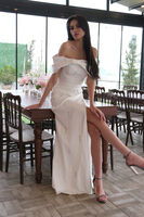 Beyaz Fiyonk Detaylı Straplez Taş İşlemeli Abiye 9705564.15 - 3