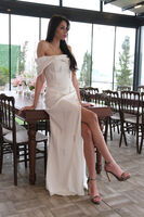 Beyaz Fiyonk Detaylı Straplez Taş İşlemeli Abiye 9705564.15 - 4