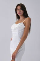 Beyaz İp Askılı Yırtmaç Detaylı Midi Boy Abiye 0801078.15 - 6