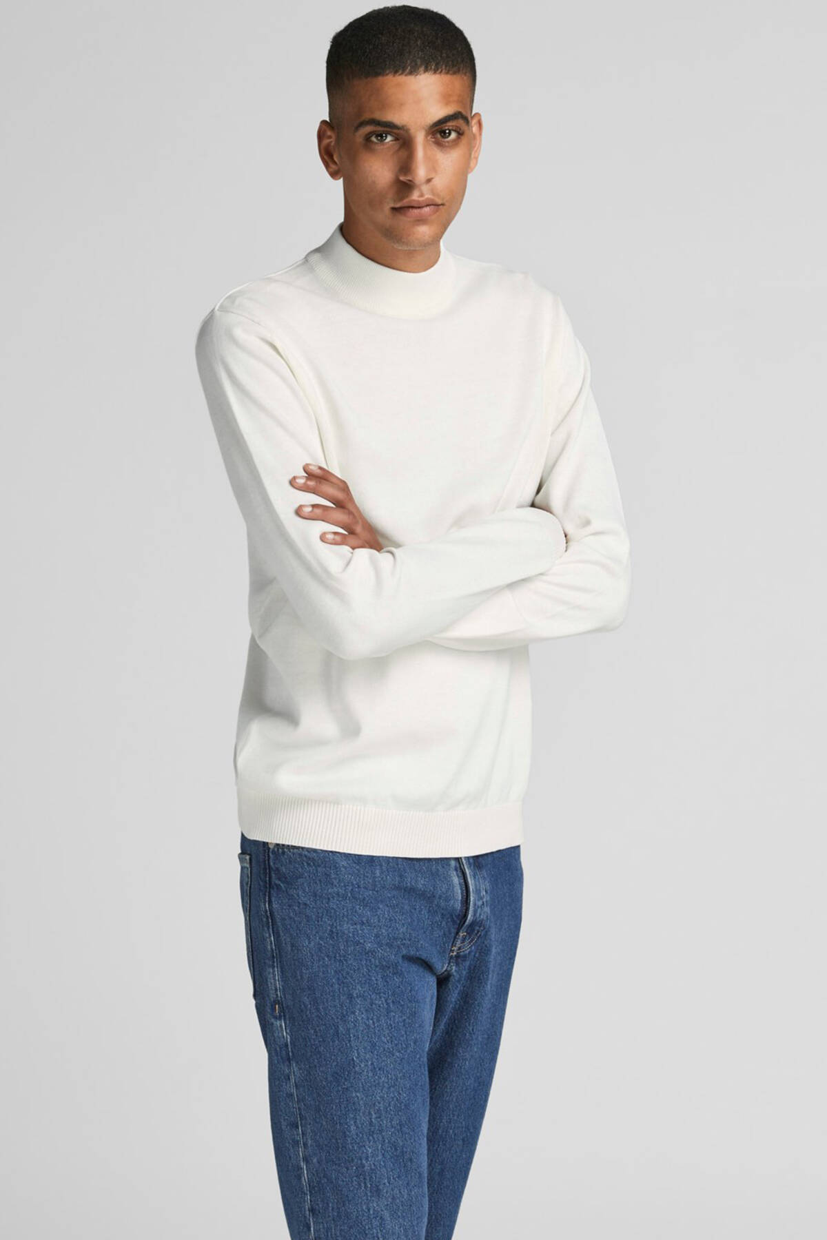 Beyaz Jack&Jones Yarım Balıkçı Yaka Erkek Kazak 77724K12190170.15 - Ardanewline